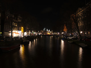 Fototapeta premium Canal near De Wallen at night