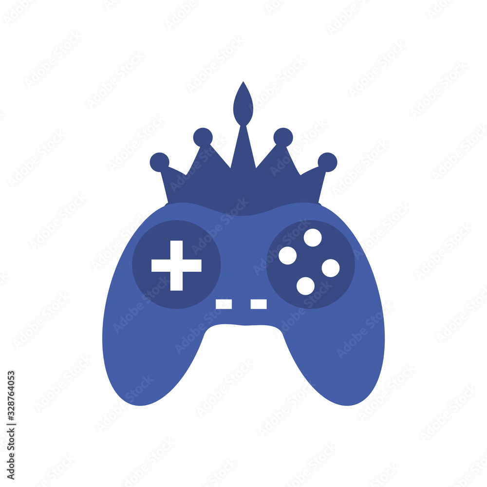 Poster isolated videogame control with crown line style icon vector design