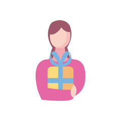 woman with gift fill style icon vector design