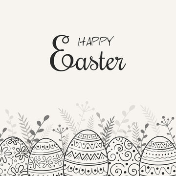 Easter greeting card with decorative eggs. Vector