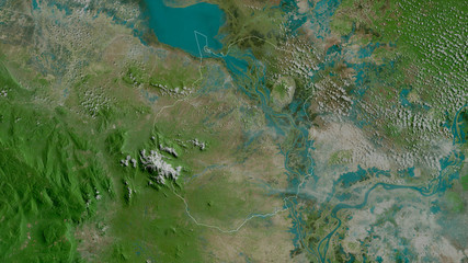Kâmpóng Chhnang, Cambodia - outlined. Satellite © Yarr65