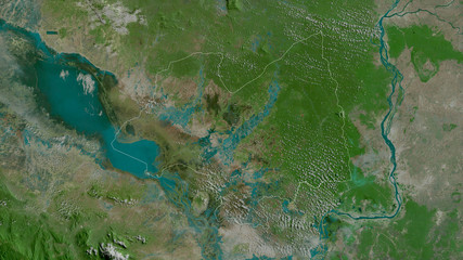 Kâmpóng Thum, Cambodia - outlined. Satellite
