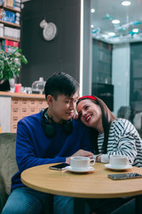 Celebrating Valentines Day with beloved person stock photo