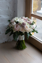 beautiful wedding bouquet flowers windowsill romance holiday