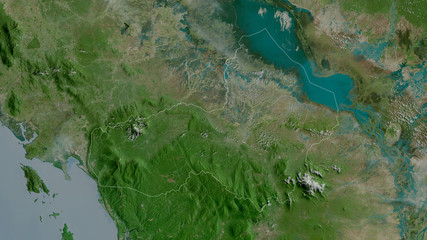 Pouthisat, Cambodia - outlined. Satellite