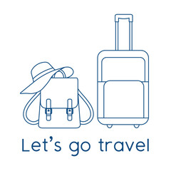 Vector illustration Suitcase Hat Backpack Travel