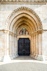 Fototapeta na wymiar Main entrance of St. Matthias Church in Budapest Hungary.