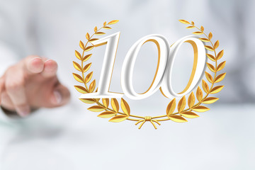 100 Anniversary 3d numbers. Poster template for Celebrating 100 anniversary event party.