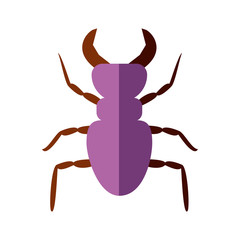 beetle deer icon, flat style