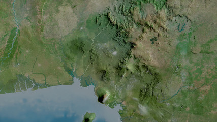 Sud-Ouest, Cameroon - outlined. Satellite