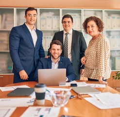 Business lawyers workers meeting at law firm office. Professional executive partners working on...