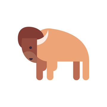 Cute buffalo cartoon fill style icon vector design