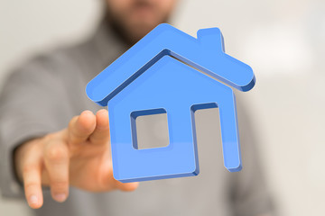 Hands - Holding House digital concept.