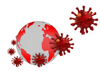 Fototapeta na wymiar virus covid-19 coronavirus earth planet globe red - 3d rendering
