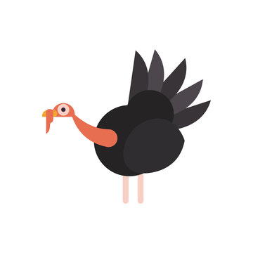 Cute turkey cartoon fill style icon vector design