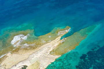 Fototapeta na wymiar Aerial view of Salt pans in the Island of Malta
