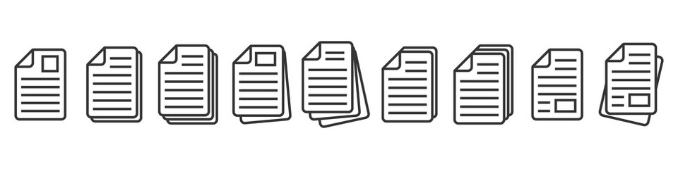 Paper documents icons. Linear File icons.