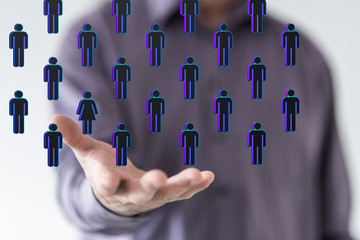Business Man Hand Writing Social Network
