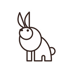 Cute rabbit cartoon line style icon vector design