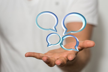 Fototapeta premium Empty speech bubble hands feedback communication..