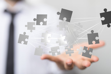 puzzle hand solution concept business.