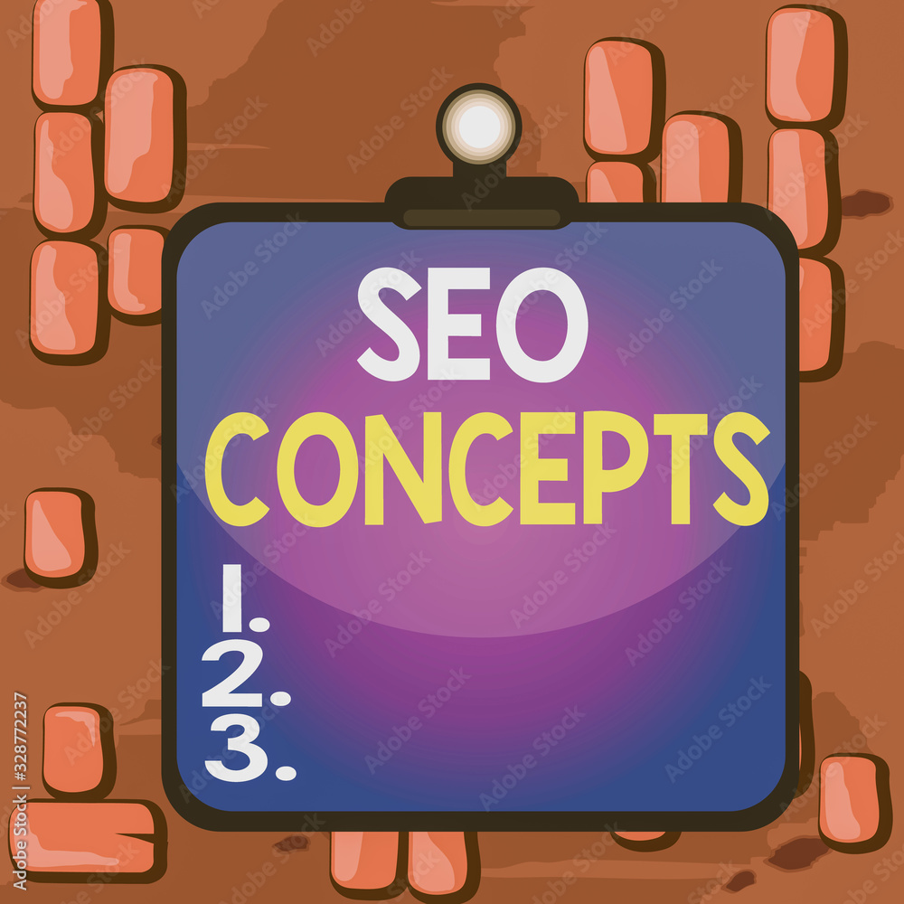 Poster word writing text seo concepts. business photo showcasing a process of increasing the quality of web