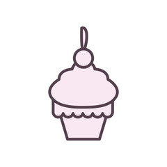 Isolated cupcake dessert line style icon vector design