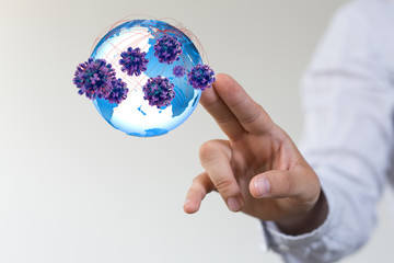 mikro digital epidemic corona virus nCoV , Novel Coronavirus 19-NCP. nCoV denoted is...