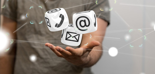 Hand with an email icon 3d