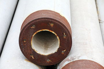Close-up photos of cement prefabricated pipes