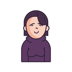 Isolated avatar woman wth sweater fill style icon vector design