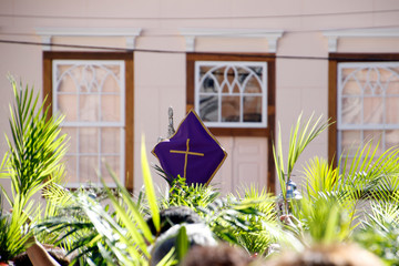 branches and leaves during Palm Sunday celebration