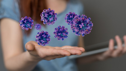 mikro digital epidemic corona virus nCoV , Novel Coronavirus 19-NCP. nCoV denoted is single-stranded RNA virus 3d.