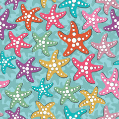Vector seamless pattern with sea stars