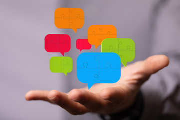 speech bubbles. People Chatting. Vector illustration of a communication concept, relating to...
