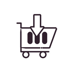 Shopping cart and arrow line style icon vector design