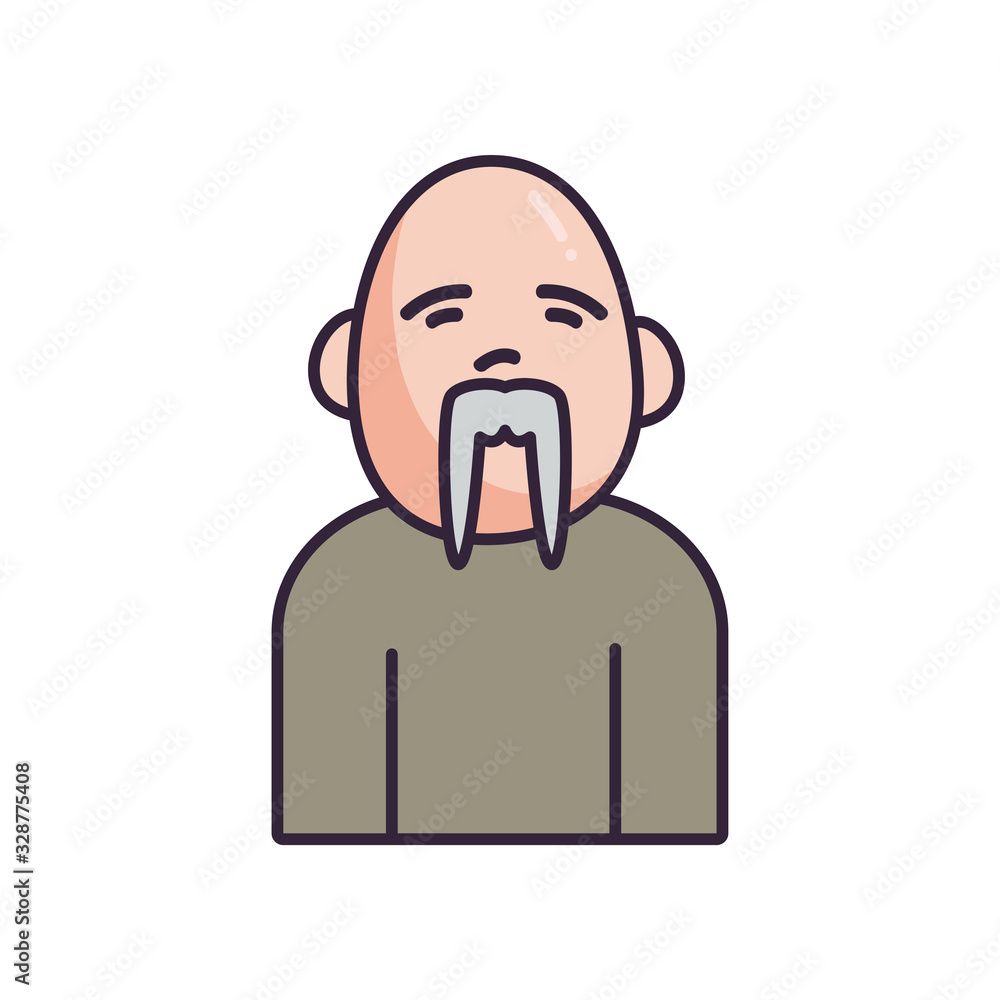 Poster isolated avatar man with mustache fill style icon vector design