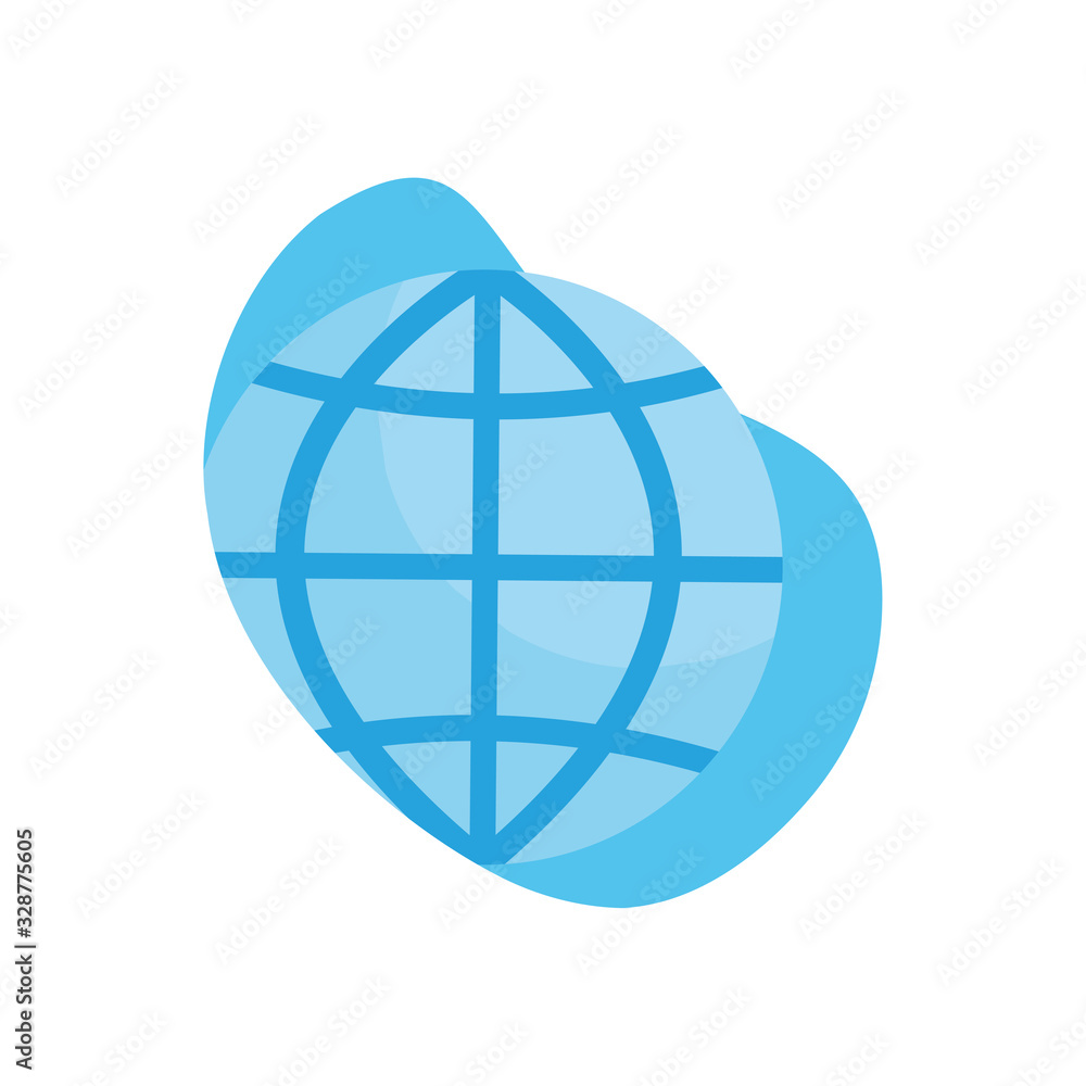 Poster isolated global sphere flat block style icon vector design