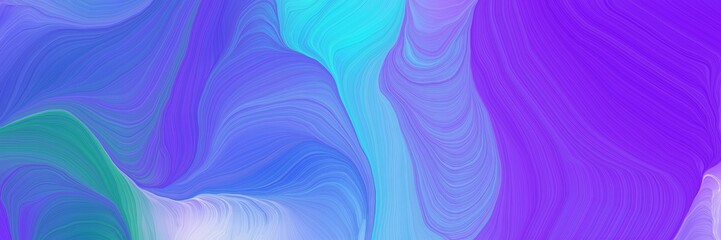 vibrant colored banner with waves. contemporary waves design with medium slate blue, blue violet and medium turquoise color