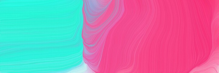 landscape orientation graphic with waves. modern curvy waves background illustration with pale violet red, turquoise and mulberry  color