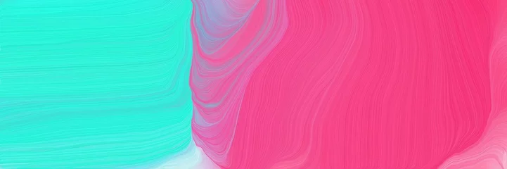 Papier Peint photo Roze graphique d& 39 orientation paysage avec des vagues. illustration de fond de vagues courbes modernes avec des couleurs rouge violet pâle, turquoise et mûrier