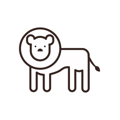 Cute lion cartoon line style icon vector design
