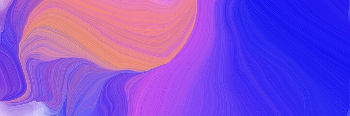 vibrant colored banner with waves. smooth swirl waves background illustration with medium slate blue, blue and blue violet color
