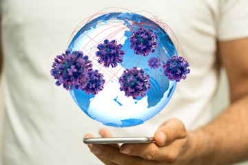 mikro digital epidemic corona virus nCoV , Novel Coronavirus 19-NCP. nCoV denoted is...