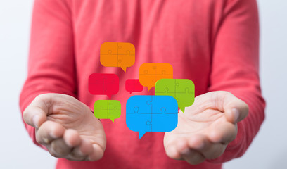 speech bubbles. People Chatting. 3d illustration of a communication concept, relating to feedback 3d