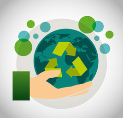 eco friendly poster with earth planet and recycle symbol