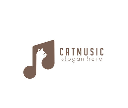 Cat Music Logo Design Head	