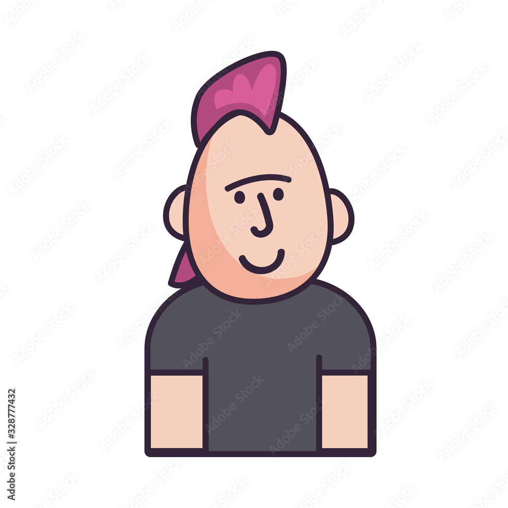 Poster isolated avatar punk man fill style icon vector design