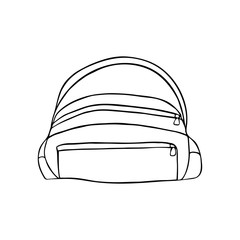 Black and white travel bag illustration in doodle style. Baggage for to pack things on a trip