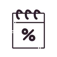 calendar with percentage line style icon vector design